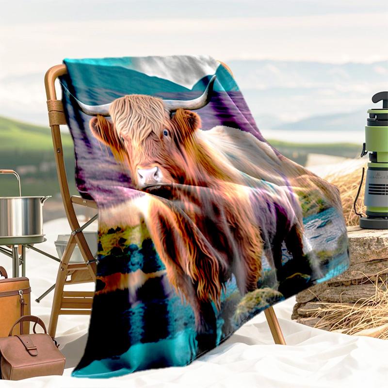 1pc Animals: Rabbit, Cat, Pattern Blanket, All Season Lightweight Home Office Outdoor Nap Multifunctional Blanket