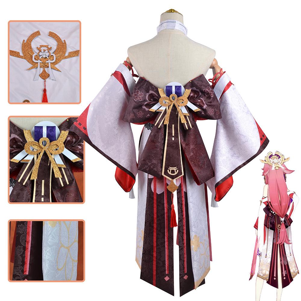   Yae Miko Cosplay Costume Guuji Yae Fancy Outfits Guuji Full Set Guuji Yae Dress Headwear Game Suit
