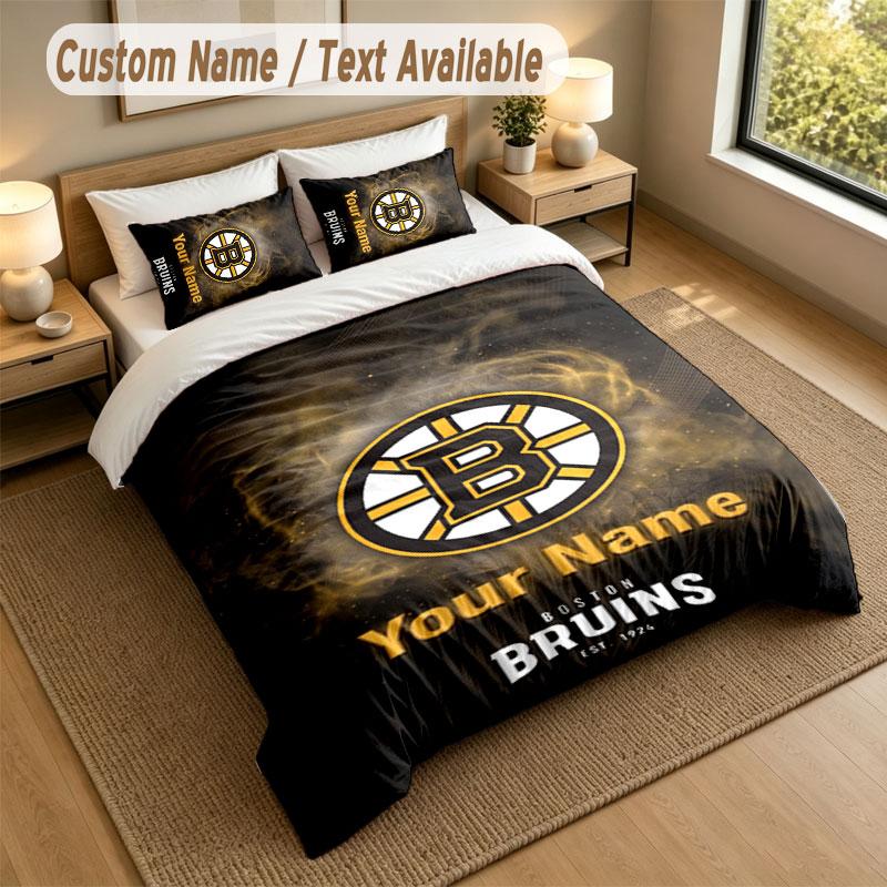 Sada povlečení 1 povlak na přikrývku 2 povlaky na polštář Potisk Boston Bruins Měkké lůžkoviny Dekorace ložnice