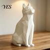 Exquisite Detail Cat Sculpture Geometric Figurine, 3D Printed Low-Poly Sculpture, Modern Matte Black Ornament Artistic Statue for Home Table