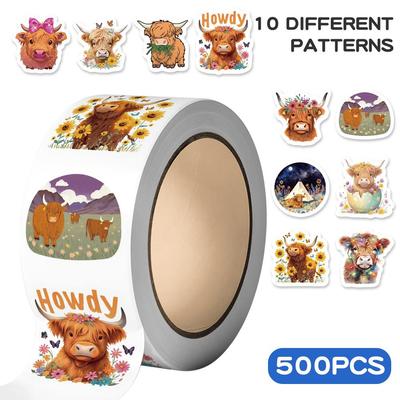 500 Fogli Adesivi Decorativi Plateau Mucca per Quaderno, Valigia, Tazza d'Acqua