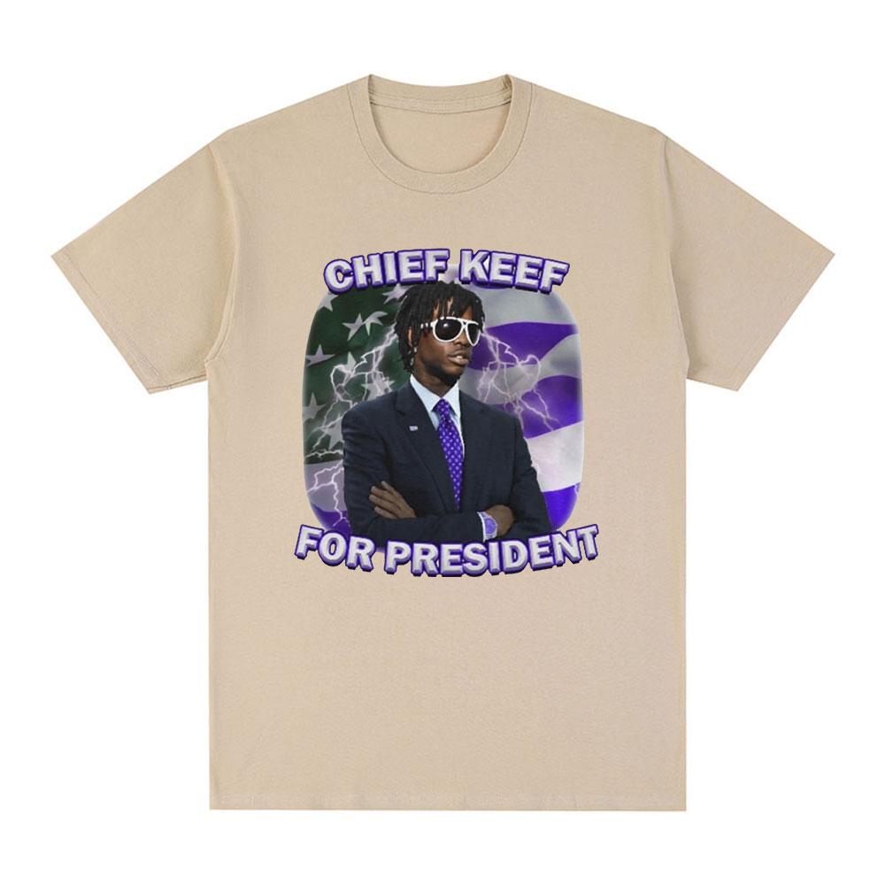 Rapper Chief Keef for President Graphic T Shirt Men Fashion Hip Hop Short Sleeve T-shirt Vintage Gothic Oversized T Shirts Tops