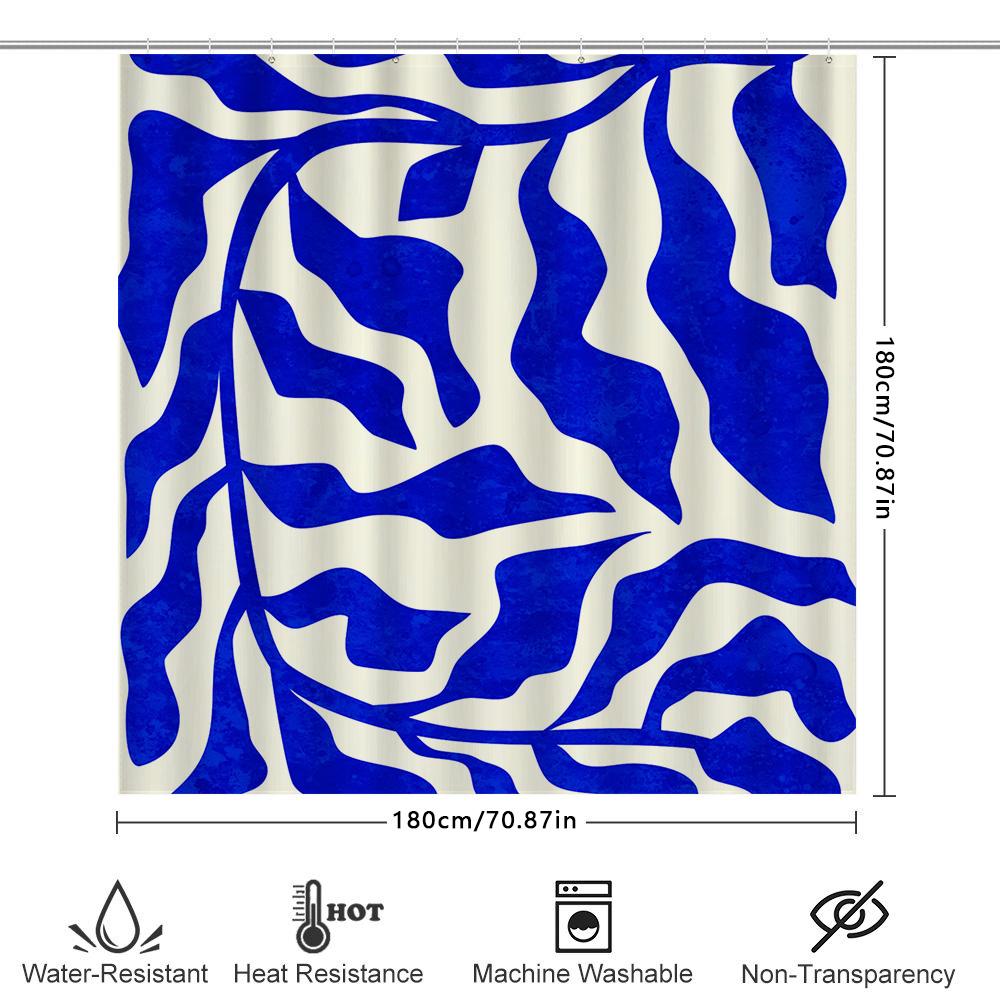 Stijlvol Blauw Wit Patroon Douchegordijn Voor Badkamer Decor Waterdichte Stof Ophangringen Set Maat 72X84\"