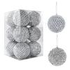 12Pcs 8cm Christmas Tree Balls Ornament Big Glitter White Red Xmas Tree Hanging Pendant Decoration For Home 2025 New Year Gift