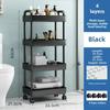 3 - Tier Utility Rolling Cart with Reinforced Handles:Versatile for Kitchen, Bathroom,Craft Room & More,Ideal for Multiple Rooms