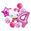 Cartoon Cat Pink Purple Rose Red Digital Bow Aluminum Film Balloon Baby Birthday Background Decoration Party