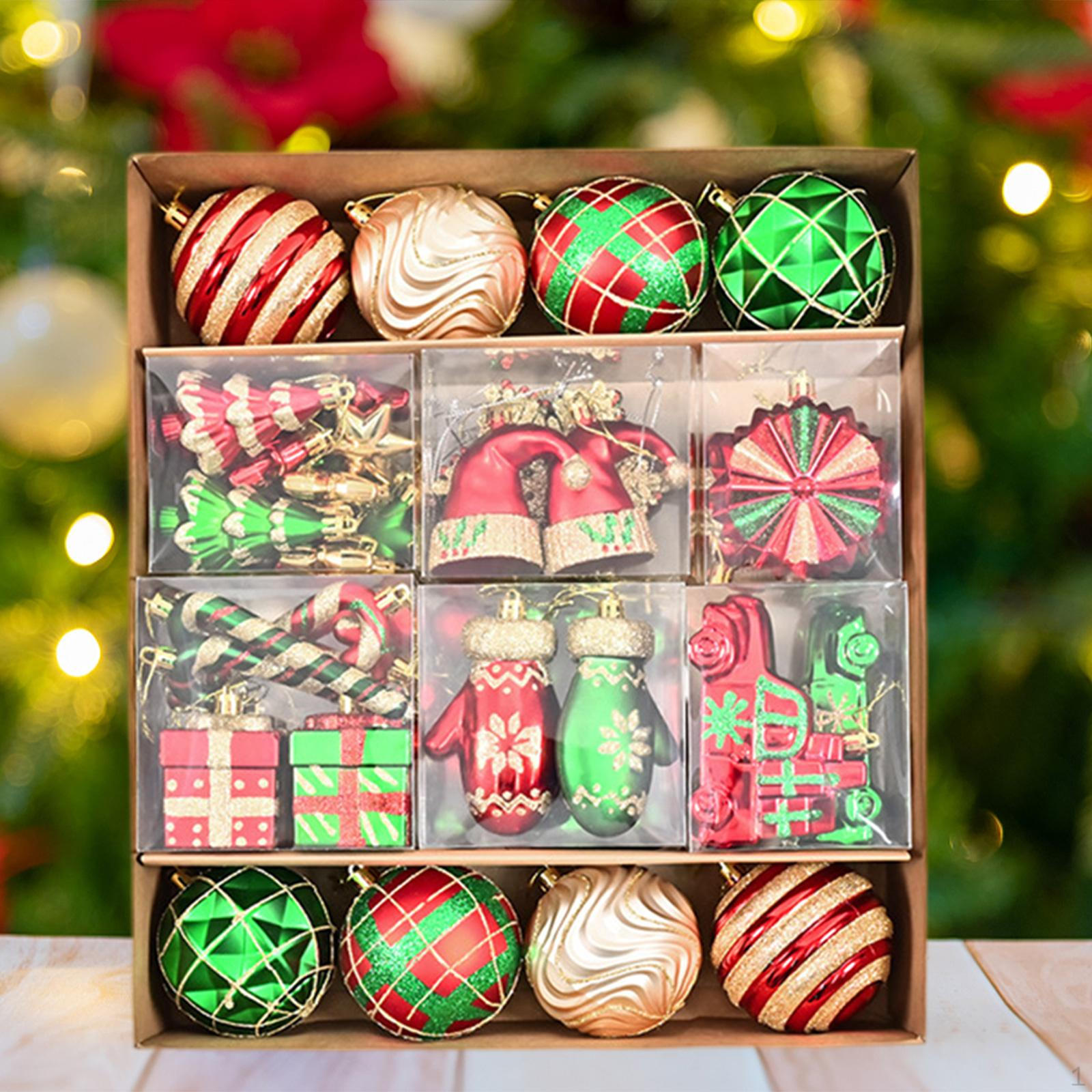 

78x Christmas Ball Ornaments Baubles with Hanging Loop Xmas Tree Pendants