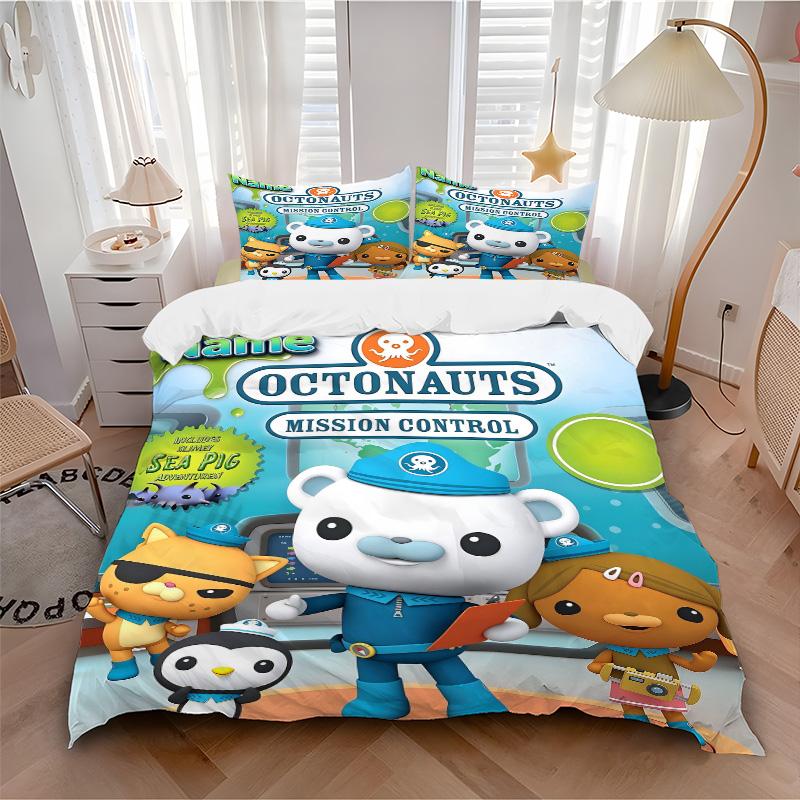 Custom Name Octonauts Mission Control Print 3Pcs Bedding Set Duvet Cover With 2 Bedro Pillowcase Home Birthday Gift