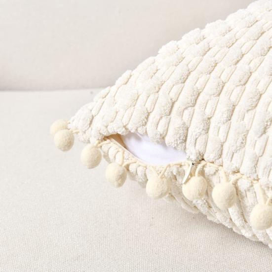 Pouzdro na polštář Stylový měkký jednobarevný povlak na polštář 45x45 cm Pouzdro na polštář v severském stylu se střapcem Kulový povlak na polštář Potřeby pro domácnost