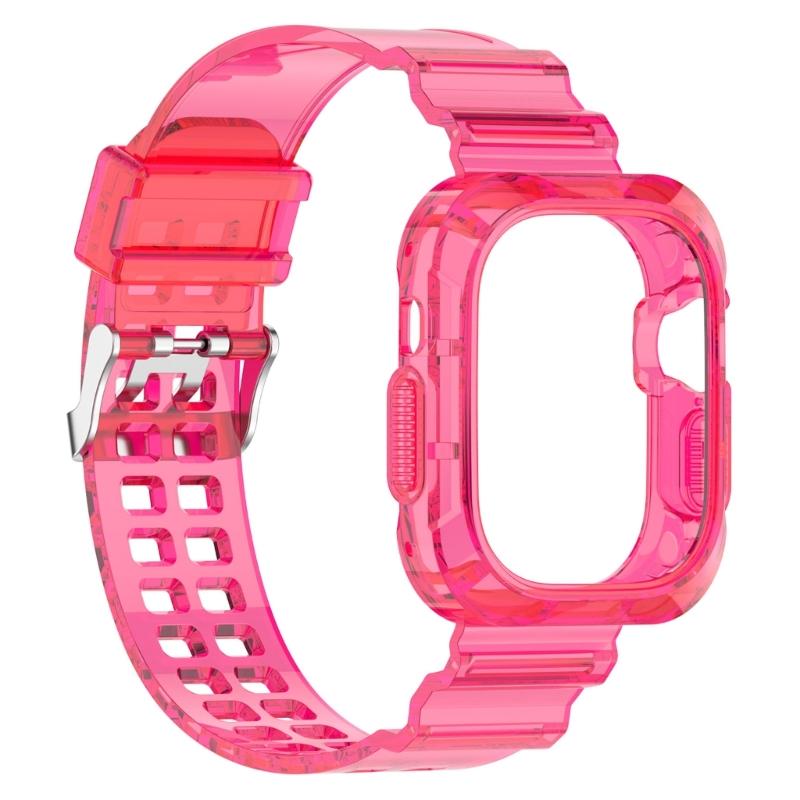 

Soft Silicone Watchband Adjustable Watch Band Strap Repalcement for iOS Watch Ultra 49mm Smartwatch Comfortable рожевий червоний колір