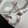 Heart Crystal Rhinestone Phone Chain with Bow - Luxury Keyring Lanyard