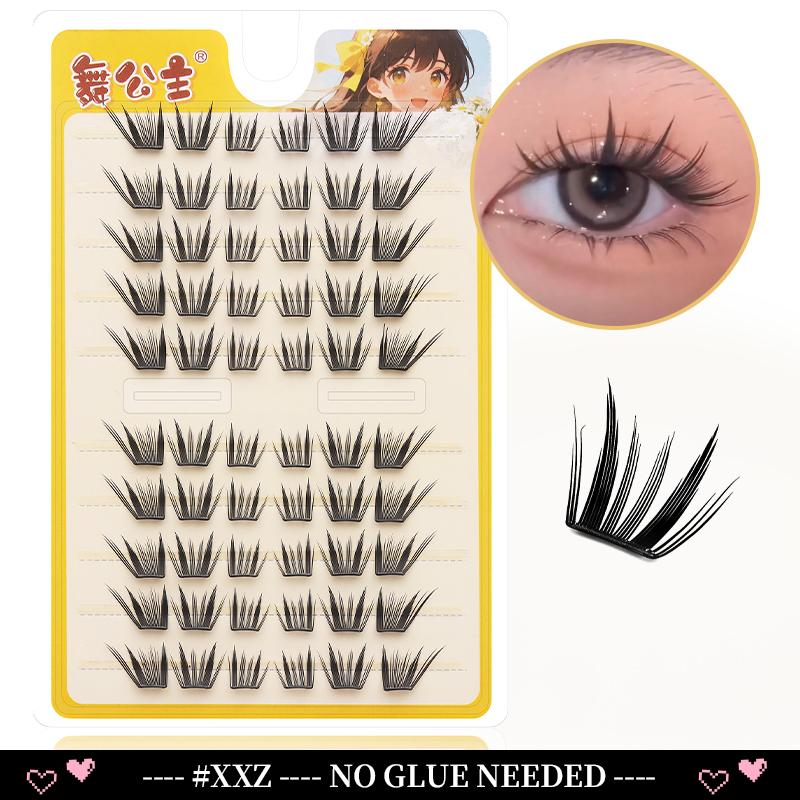 10 Rows Cluster Cat Eye No Glue Lashes Reusable Self Adhesive Glue Free Eyelash Natural Lash Manga Anime Lashes Cluster