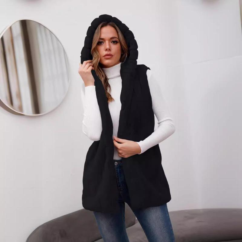 New fashion hooded vest women's spring and autumn imitation fur vest women's autumn and winter vest women's versatile