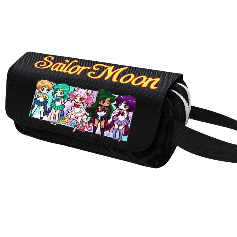 Cute Anime Sailor Moon Pencil Case Large Capacity Double Zipper Flip Pen Pouch Students