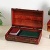 Multi Functional Wooden Chest with Faux Leather Handle Portable Carrying Case Home Decoration Travel Storage Solution
