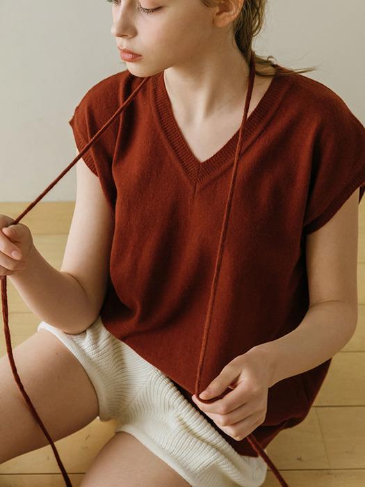 TINKNIT Premium Wool Knit Vest_Burgundy