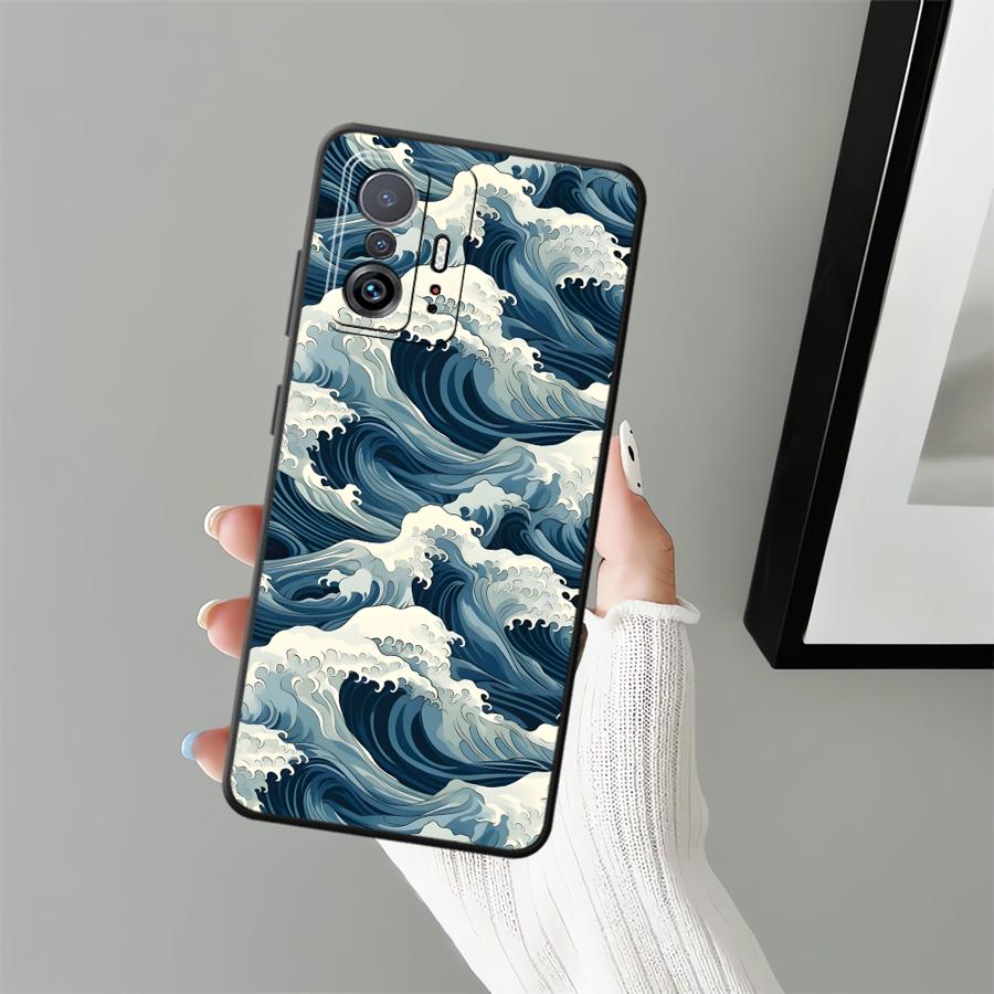 Funda Handyhülle Case für Xiaomi Mi 11 12 12X 14 13 Lite 12T Pro 10T 11T Cartoon Welle