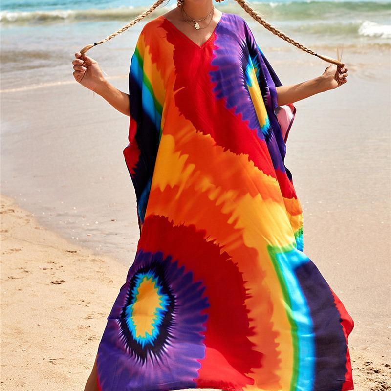 Europäische & Amerikanische Baumwolle Wasserzeichen-Druck Strand Sonnenschutz Überwurf Robe für Badeurlaube