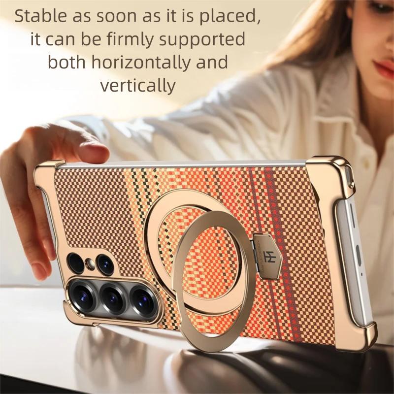 Luxe Metalen Bumper Case voor Samsung Galaxy S26 Ultra/S25 Ultra/S24 Ultra Magnetische Cover met 360° Ring Standhouder Randloos