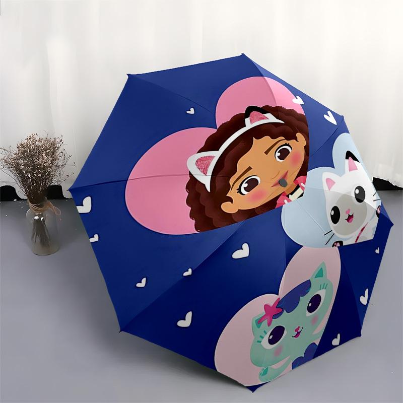 Gaby's Dollhouse Themed Automatic Opening and Closing Umbrella, Compact Travel Umbrella, Lightweight and Portable, Suitable for Beach Commut