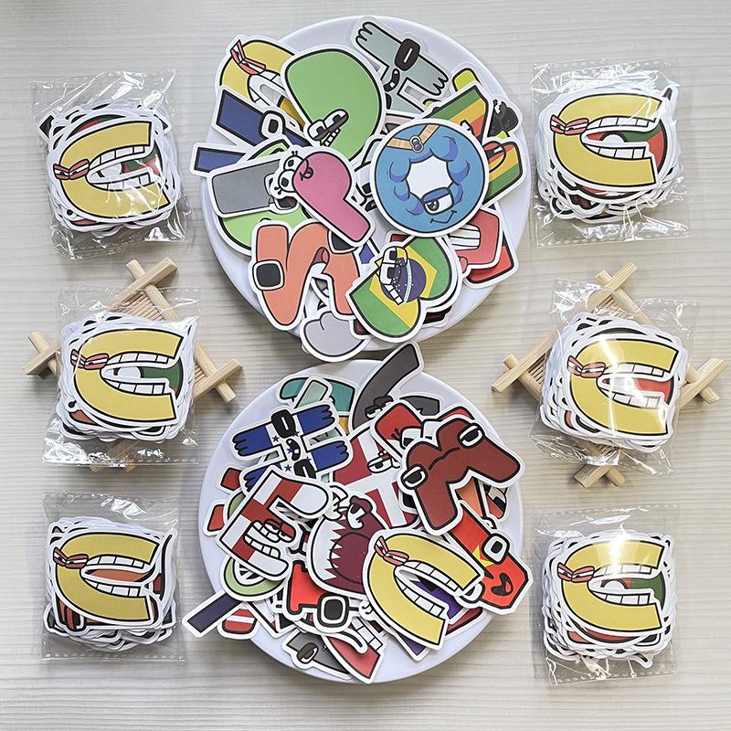 60 Blatt Englische Alphabet Wörter Lern Belohnungssticker für Kinder - Notizbuch, Tablet, Tassendekoration mit Cartoons