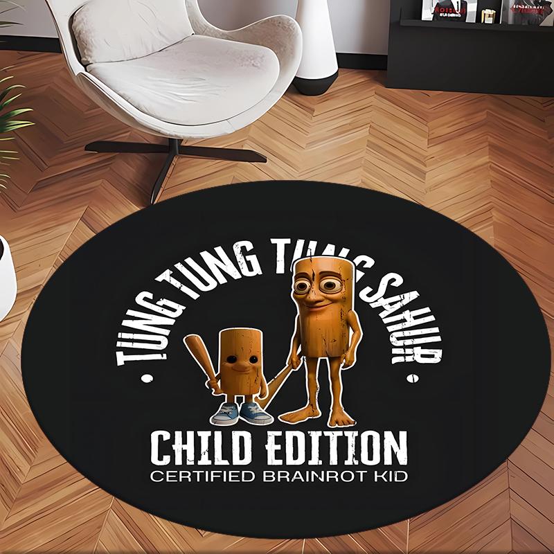 Tung Tung Tung Sahur (1) Round Office Rug Decorative Floor Rug for Office Bedroom Living Room and Home Space
