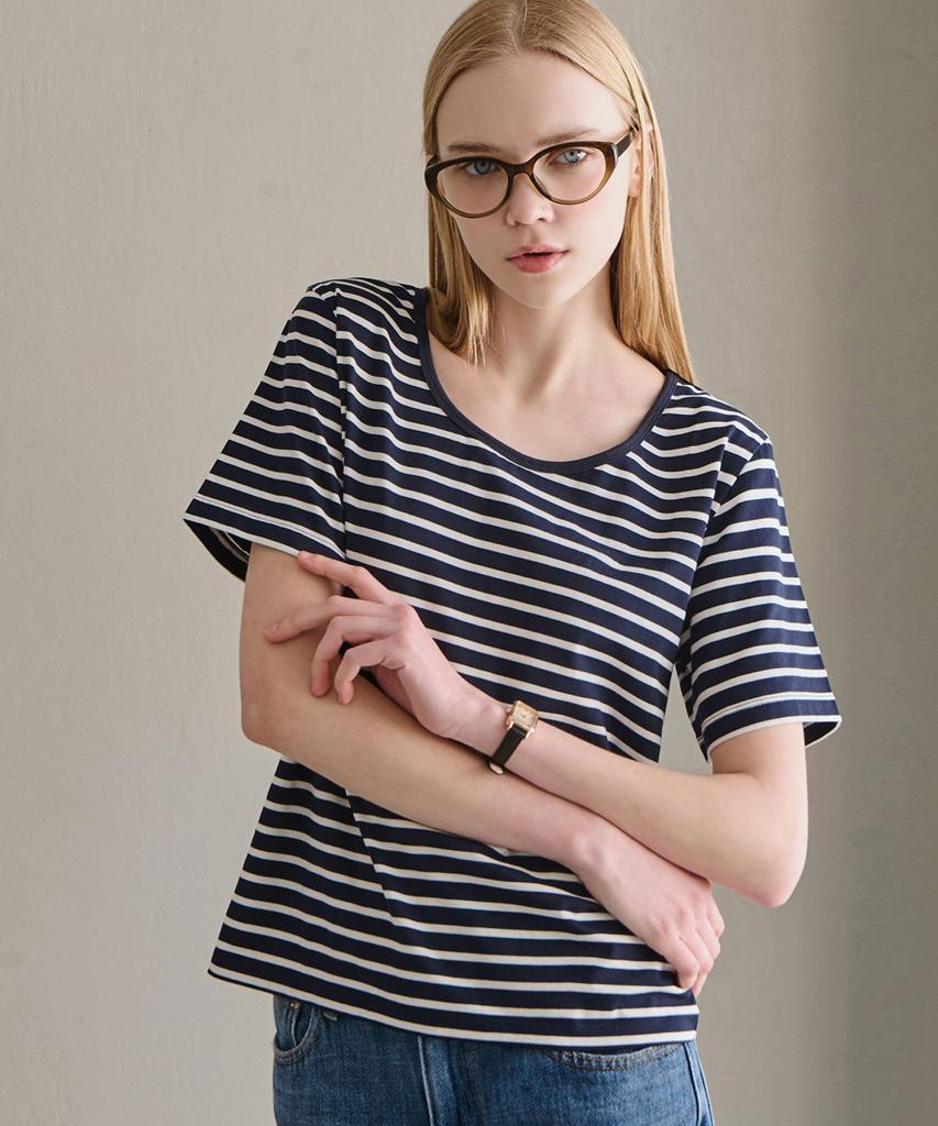 Lucida Basic Striped Short Sleeve T-Shirt - Navy