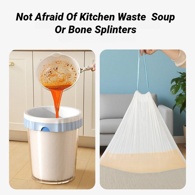 Drawstring Garbage Bag Household Portable Kitchen Large Thick Plastic Bag Student Dormitory Automatic Closing White Multi Use