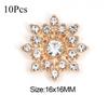 10 Stück Schneeflocken-Cabochon-Metallbasis, Strass, glitzernde Strass-Knöpfe für Kleidung, Schuhe, Taschen, Zubehör, DIY-Handwerk, 16 x 16 mm