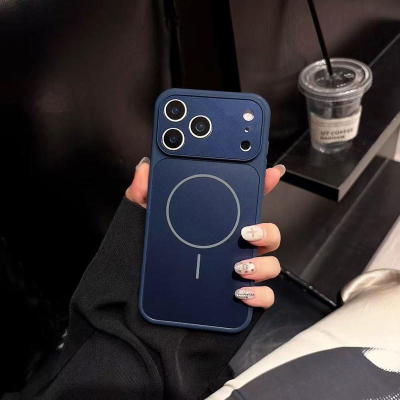 Luxury Large Window Magnetic Official Orange Phone Case For iPhone 17 16 15 14 Plus 13 12 Pro Max Wireless Charging Back Cover