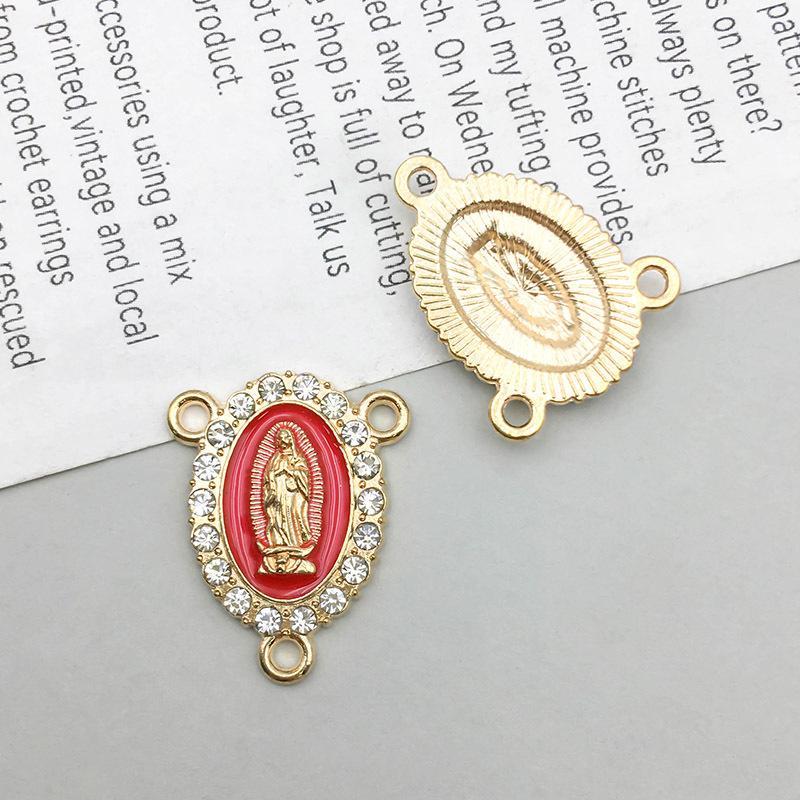 Gold Alloy Three-Hole White Rhinestone Pendant Charm for DIY Jewelry Accessories