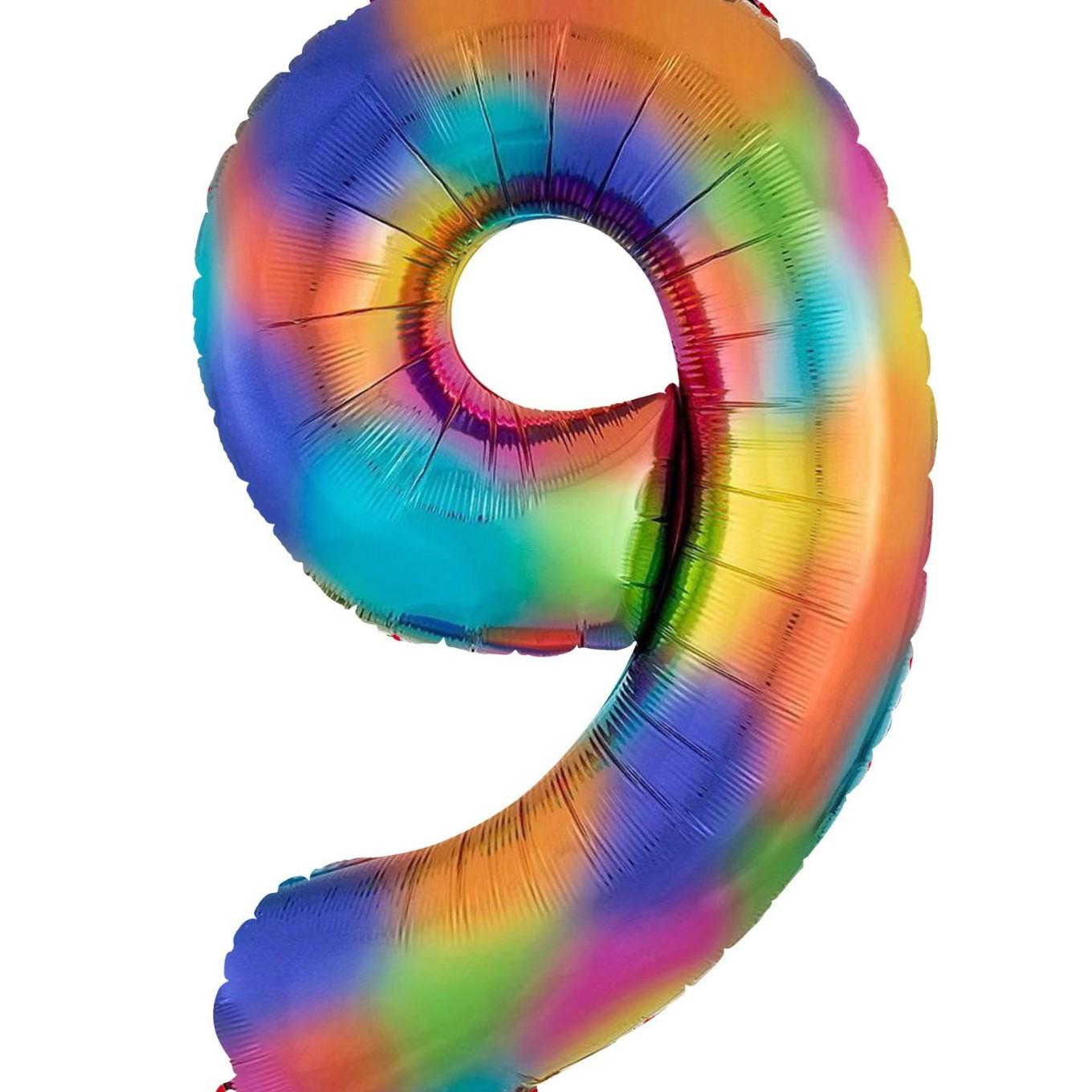 

40-дюймовый красочный воздушный шар из алюминиевой фольги с цифровым принтом и постепенным изменением цвета, детский день рождения, украшение для сцены цифровой вечеринки 40 inch colorful gradual change number 9