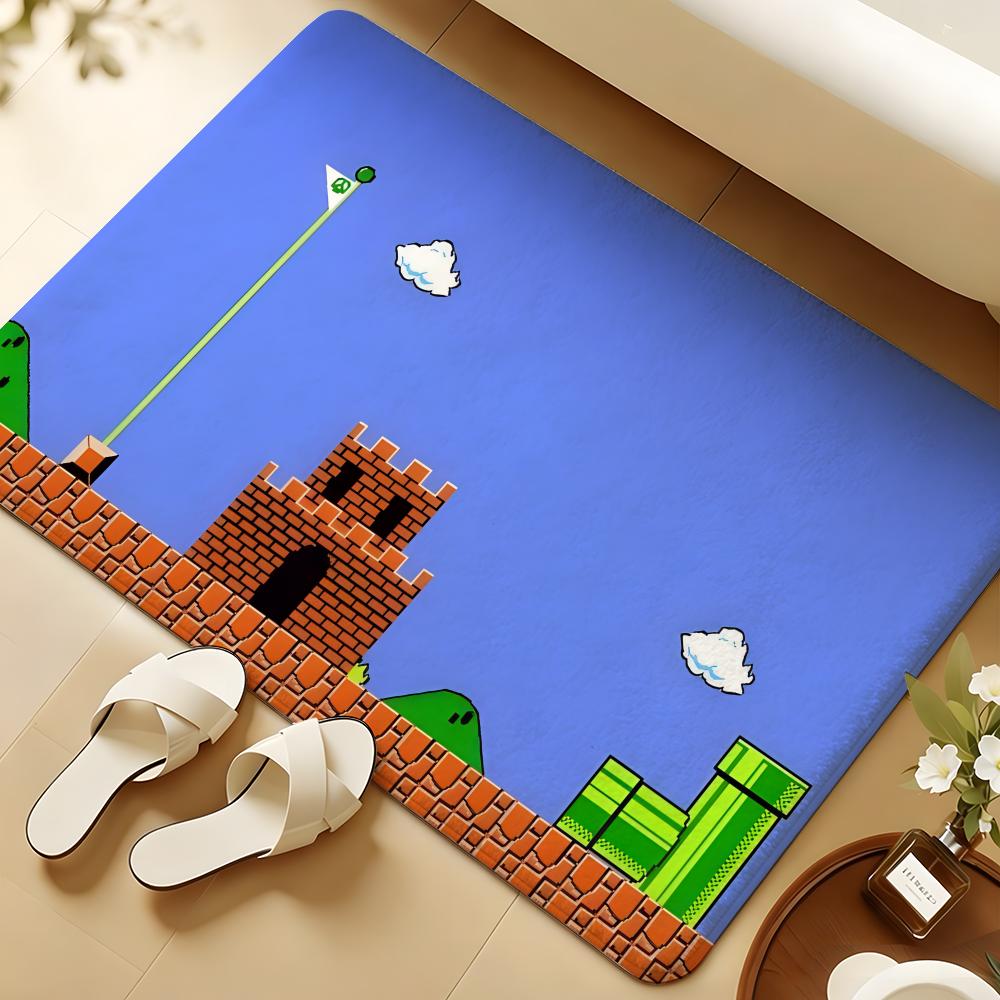 Anime Pixel Image Floor Mat Soft Flannel Rug Non-Slip Absorbent Mat For Bathroom Bedroom Home Decor