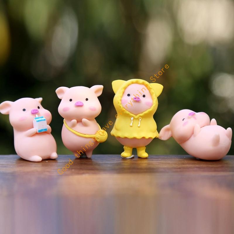 Miniature Pigs Statue Garden Decors Small Resin Pigs Figurine Toy Mini Cake Toppers for Birthday Party Decors Supplies 55KF