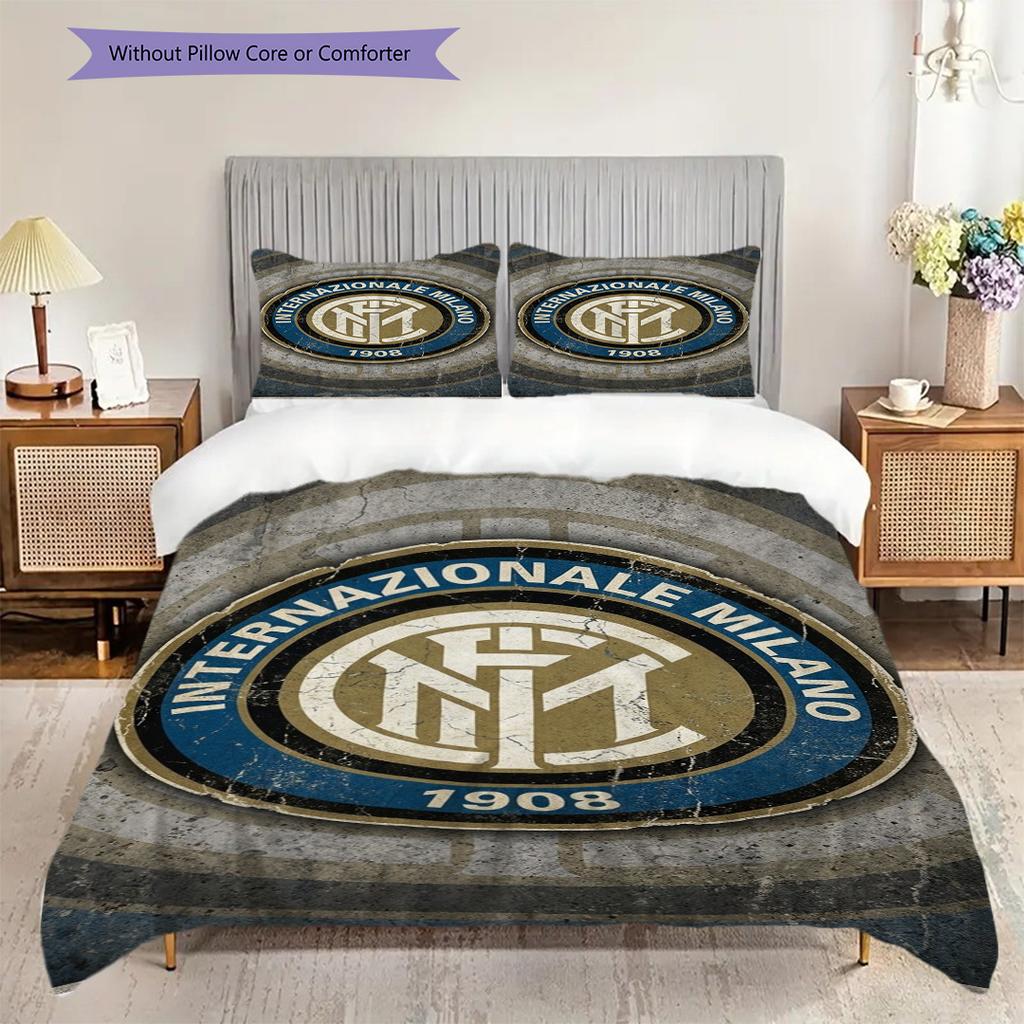 Inter Milan Emblem: Bold Design Three-piece set (1 * duvet cover + 2 * pillowcase, without core) Soft and comfortable Christmas birthday gift