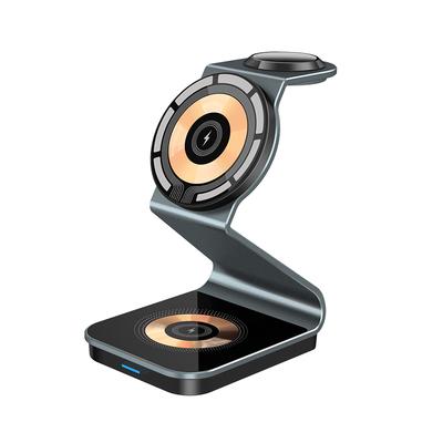 Magnetisches kabelloses Ladegerät 3 in 1 Handyhalter Schnellladestation für iPhone 15 14 13 12 Airpods iWatch