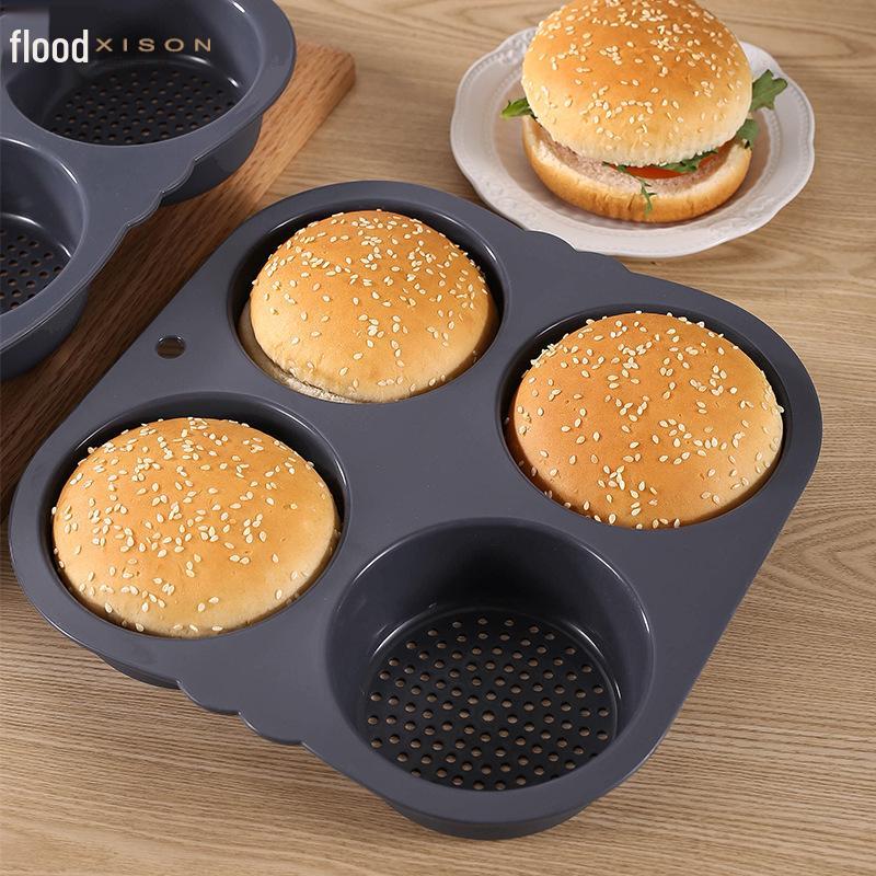 High-Temperature Resistant Silicone Burger and Bread Mold with Perforations