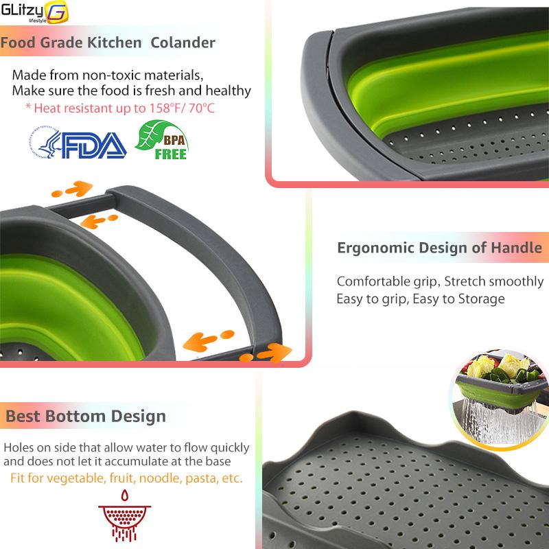 Colino Pieghevole In Silicone Per Pentole - Scolapasta Regolabile Per Pasta E Verdure, Lavabile In Lavastoviglie