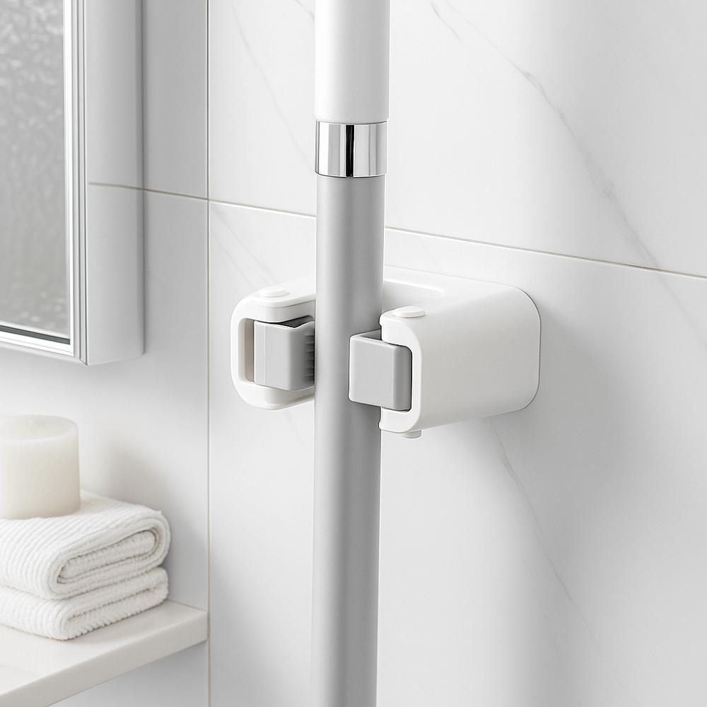 Plastic Mop Clip Hanging Mop Broom Holder Bathroom Hook Mop Storage Clips Rack Wall Mounted