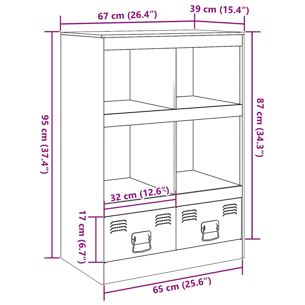 Highboard Black 67 x 39 x 95 cm Steel