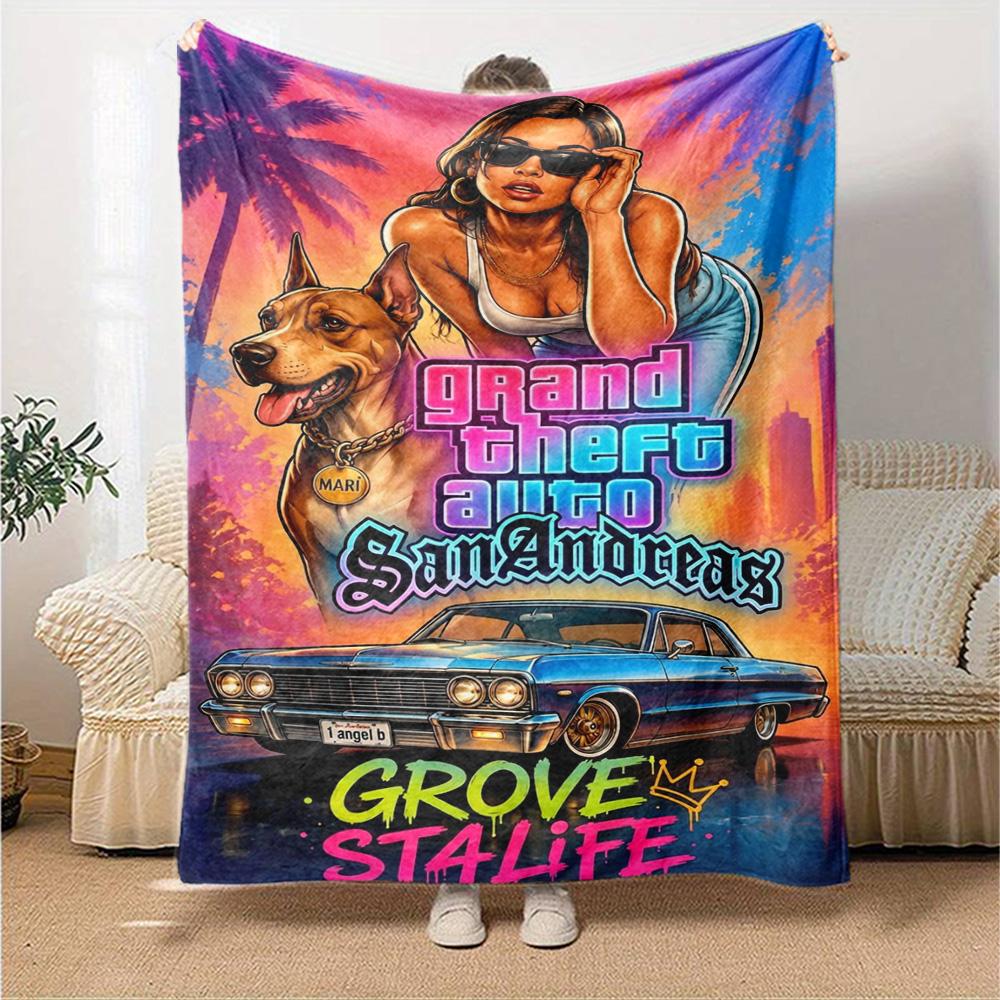 Grand Theft Auto Blanket Soft & Cozy Great for Sofa Chair Seaside All-Season Use Warmthful Decor Unique Gift for Family and Friends Camping
