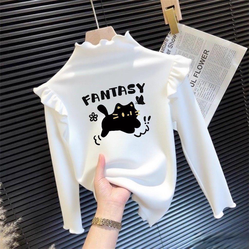 Girls' Autumn/Winter Flying Sleeve Long-Sleeve T-Shirt - Trendy Korean Style Inner Wear