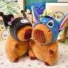 High Quality Capybara With Pikachu Hat Stitch Lucifer Cat Hat Plush Toy Creative Stuffed Animals Capybara Doll Girl Bag Pendant