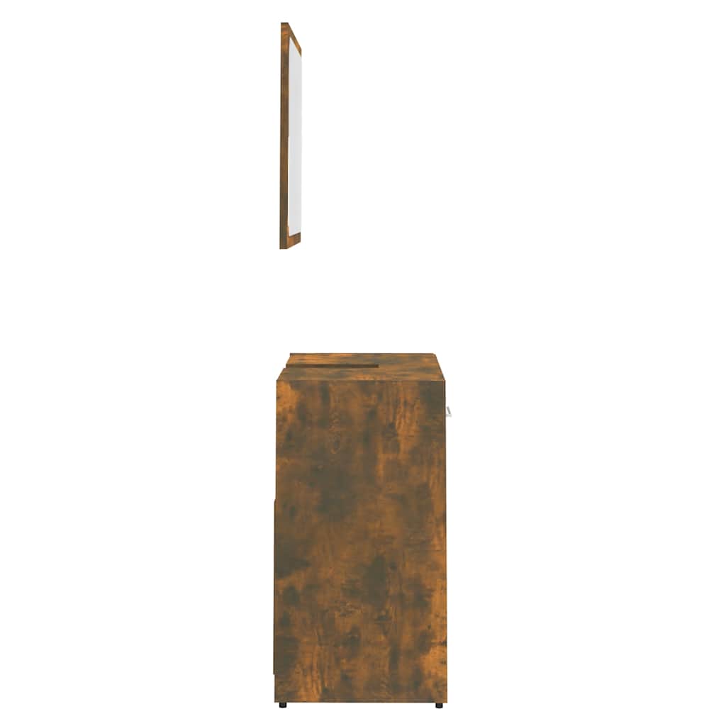 Bathroom Furniture Set Smoked Oak Wood Based Panel