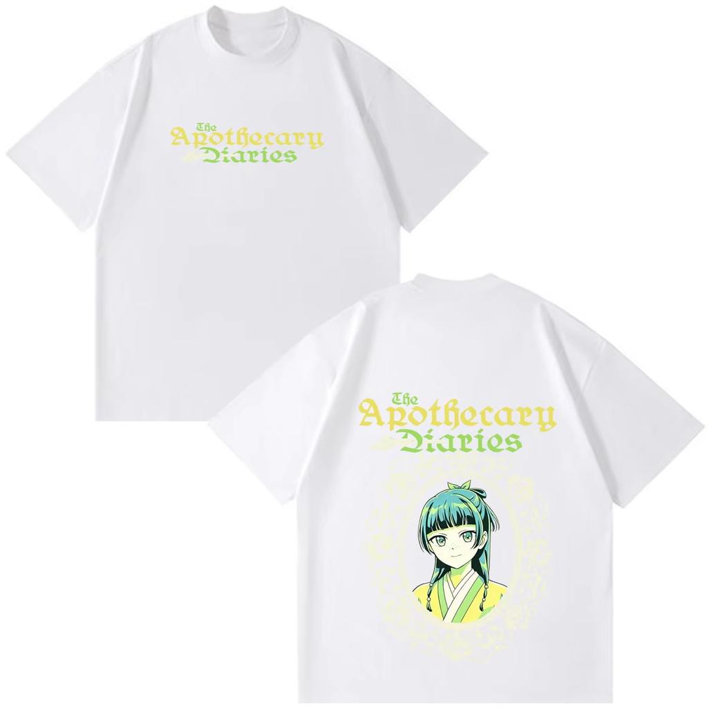 Unisex Retro T‑shirt Printed with Maomao Patterns from the Anime The Apothecary Diaries, Summer Short Sleeve Loose Casual Top
