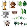 Cake Topper - Jungle Wild Cake Toppers with Leaves Balls Cake Decorations for Safari Animals Themed Birthday Party Decorations