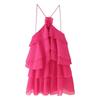 Za Spring New Women's Clothing Zr European and American Style Three-Color Three-Dimensional Flower Layered Decoration Ruffle Strap Dress
