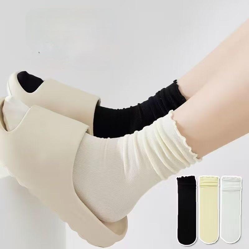 Lace Lace Bow Summer Miu Ballet Women S Lace White Medium Tube Socks Striped Calf Socks Stacking Socks One size