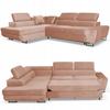 Corner Sofa Bed, Foldable, F, Bosso, Left, Family Furniture, Dark Beige, Velvet