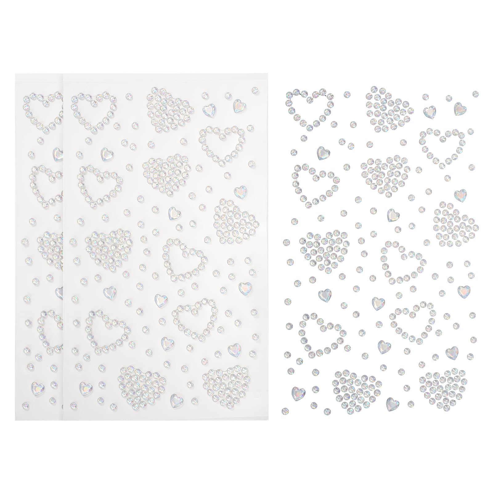 

PATIKIL 3 Sheets Heart Face Gem Self-Adhesive Hair Gem Stickers Face Stickers for Women Eye Hair Body Festival Makeup Rave Accessories AB Colors